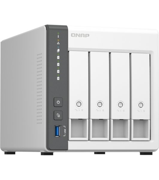 Сетевое хранилище SMB QNAP TS-433-4G NAS 4 HDD trays. ARM 4-core Cortex-A55 2.0GHz, ram 4 Gb (max), 1x1GbE, 1x2.5GbE, 2xUSB 2.0 port,1xUSB 3.2 Gen 1