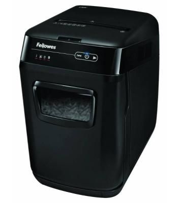 Шредер Fellowes AutoMax 150C FS-46801(01/02)* (секр.P-4)/фрагменты 4x38 мм,/150лист./32лтр./Уничт:скрепки, скобы, пл.карты,CD диски