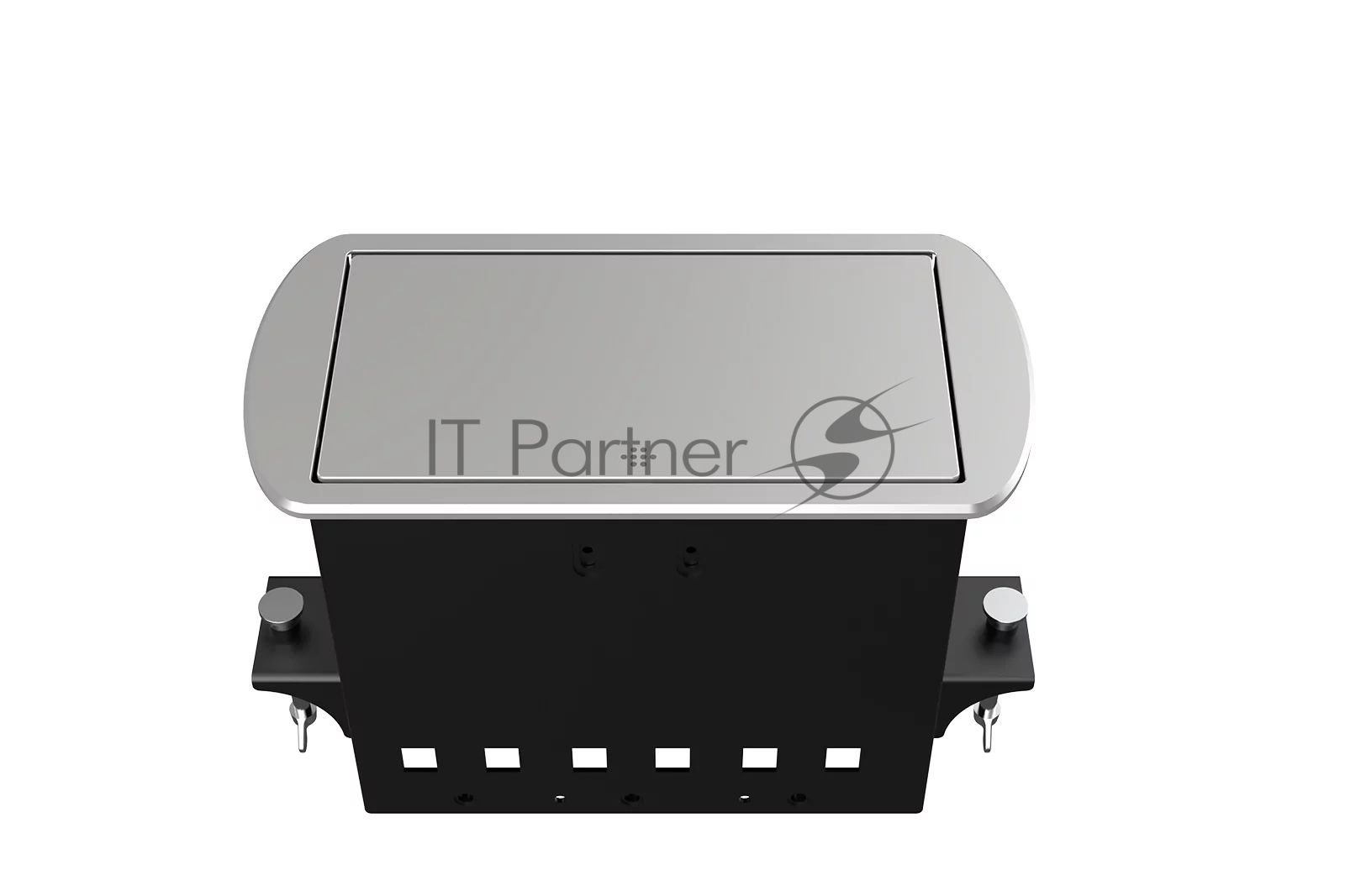 Прямоугольный металлический корпус Wize Pro WRTS-M-6CBOX-S серия M, для модульной системы врезного лючка в стол с убирающейся крышкой для установки до 6 модулей-вставок серии М, серебристый