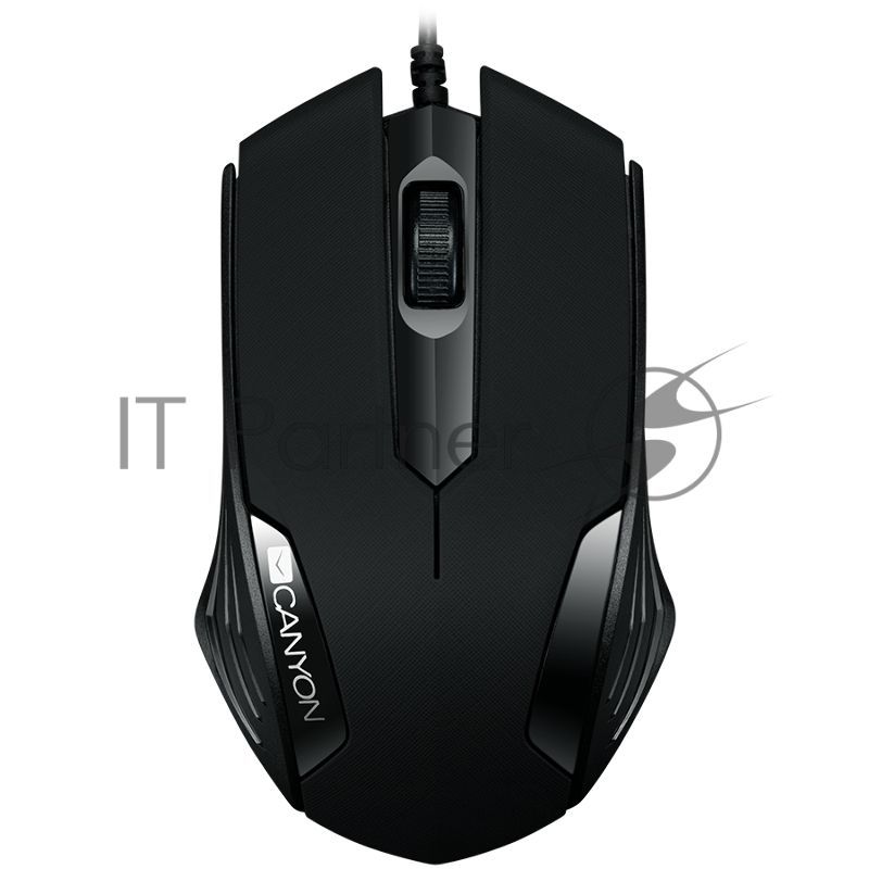 Мышь проводная Canyon CM-02 черный, 1000 dpi, USB, кнопки - 3