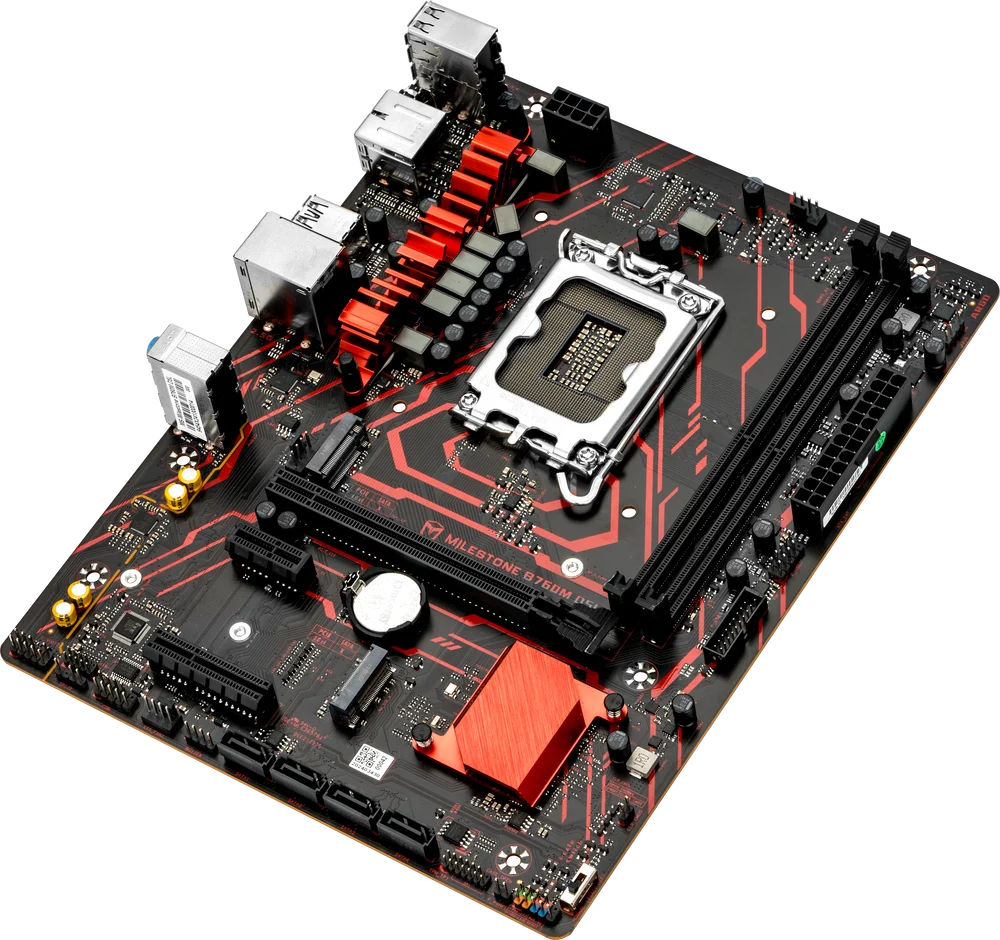 Материнская плата MAXSUN Milestone B760M D5L V2, LGA 1700, Intel B760, 2xDDR5, 4xSATA, 2xM.2, 1xPCIe 4.0 x16, DisplayPort, HDMI, 1x2.5Gb LAN, 3x3.5 мм, 5.1, microATX