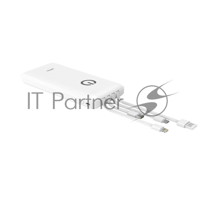 Портативный аккумулятор Powerbank Perfeo ABSOLUTE 10000mah In Micro usb,USB/Out USB,Micro usb,Type-C,Lightning, 2.1А/белый (PF_B4879)