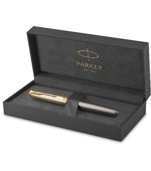 Ручка роллер Parker Sonnet Pioneers T542 (2201040) Arrow Grey GT, F, черные чернила, подарочная коробка