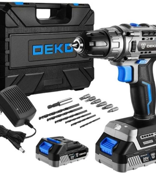 Дрель-шуруповерт Deko Sharker 16V, 16 В, 1,5 Ач, 32 Нм, щеточный