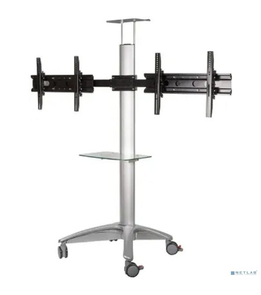 Arm media PT-STAND-15 (состоит из 2-х частей) black 1 шт/уп. Моб. стойка напол. для 2-х TV 26"-55", max 120 высота 1750мм., нак. ±15°, maxVESA 700x400