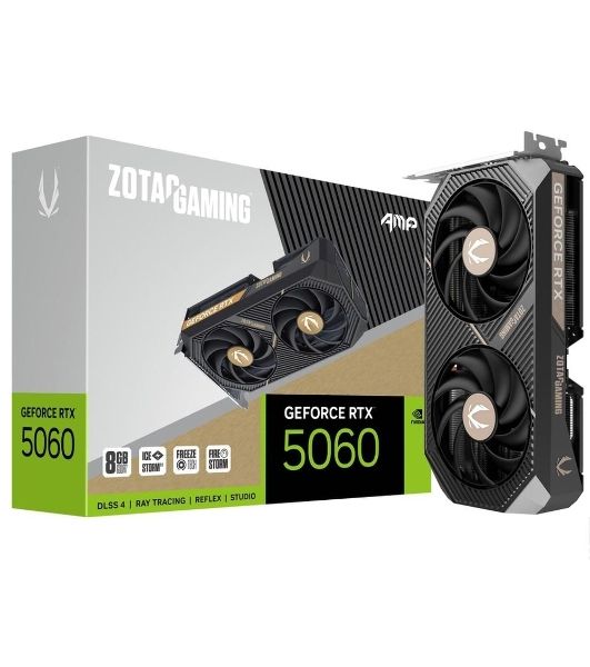 Видеокарта Zotac RTX 5060 AMP 8Gb GDDR7 128bit 3xDP HDMI 2FAN MEDIUM PACK