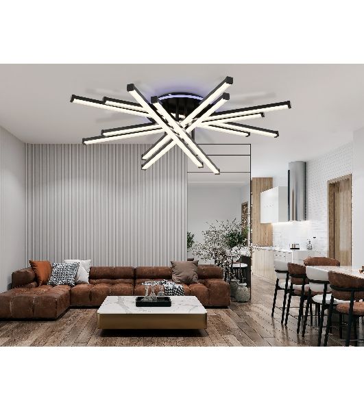 Потолочный светодиодный светильник Ambrella light FL6276 BK 119W черный 3000K-6400K+RGB 800*800*165 (ПДУ ИК)