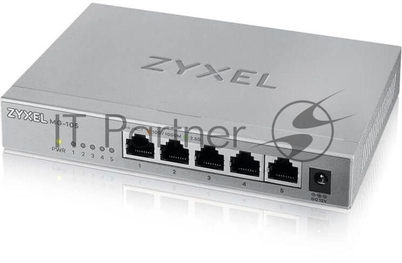 Коммутатор мультигигабитный Zyxel MG-105, 5x1/2,5GE, настольный, бесшумный