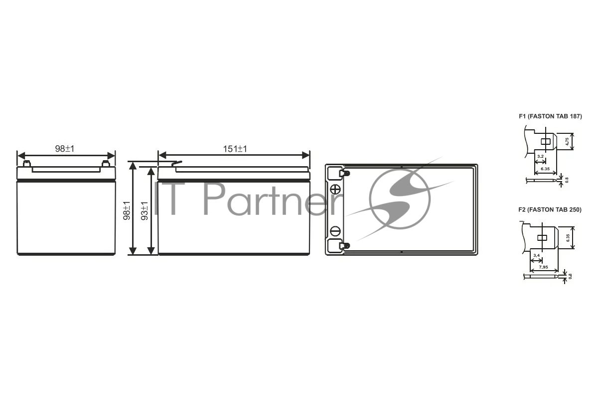 Батарея WBR GP 12120 F2 12V, 12Ah