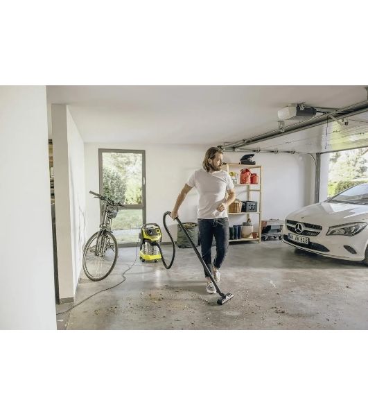 Строительный пылесос Karcher WD 5 S V-25/5/22 желтый, 1100 Вт, уборка сухая/сбор воды, пылесборник мешок/контейнер, 25 л