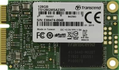 Накопитель SSD mSATA Transcend 128Gb MSA230S <TS128GMSA230S> (SATA3, up to 550/400Mbs, 3D TLC)