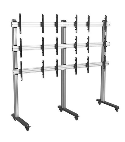 Мобильная стойка Wize Pro VWM3X3-55 для видеостены 3х3 из дисплеев 45"-50", нагрузка до 50 кг на один дисплей, max VESA 600x400, кабельный канал