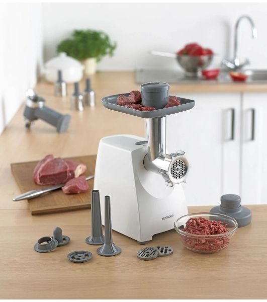 Мясорубка электрическая Kenwood MG 360 белый, 1400 Вт, 1.5 кг/мин, реверс, насадки - 5