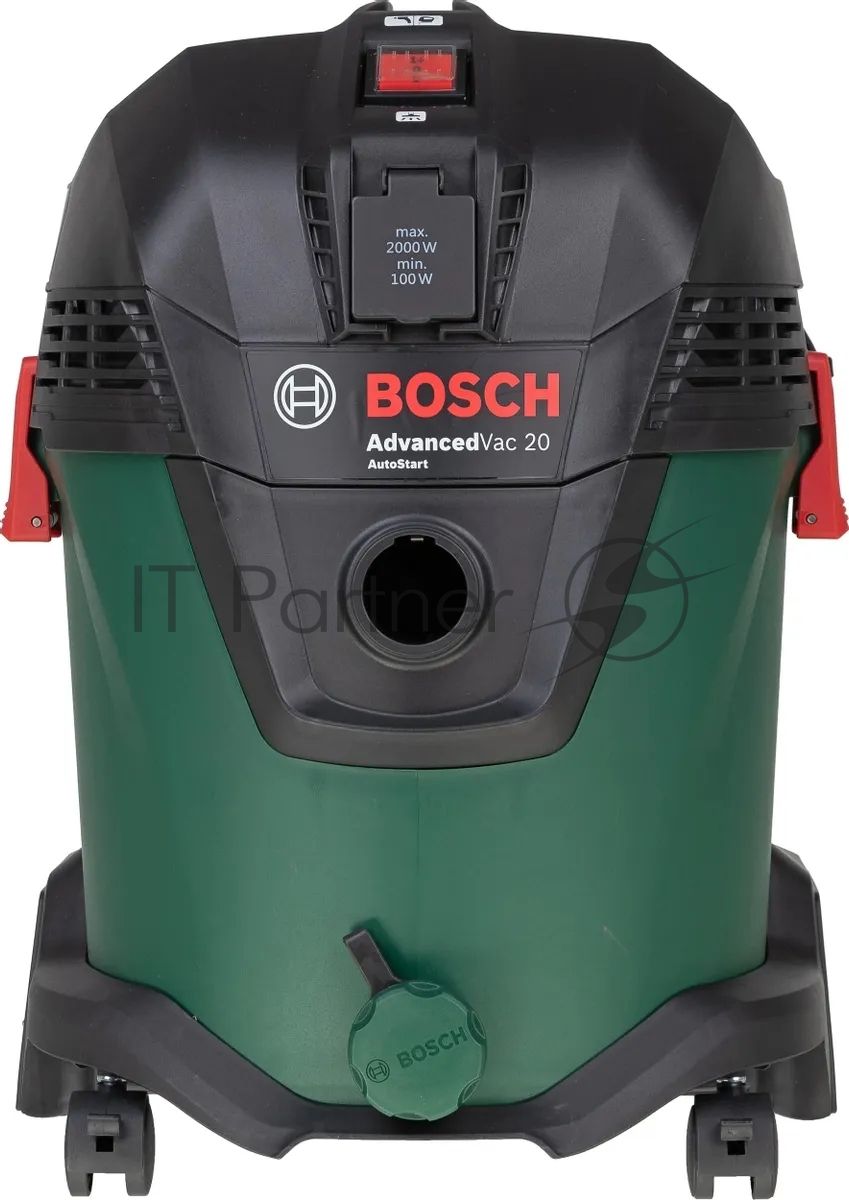 Строительный пылесос Bosch AdvancedVac20 зеленый, 300/1200 Вт, уборка сухая/влажная, пылесборник мешок/контейнер, 20 л