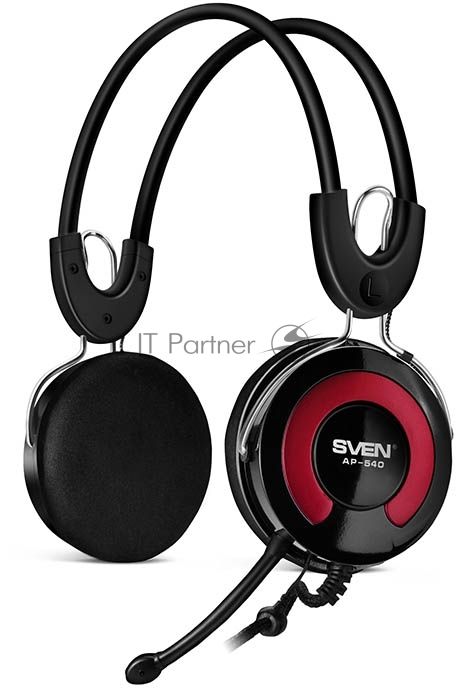 Гарнитура SVEN AP-540 с регулятором громкости черный/красный