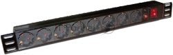 Блок розеток 19" 8 шт., 10A 250V, без шнура питания