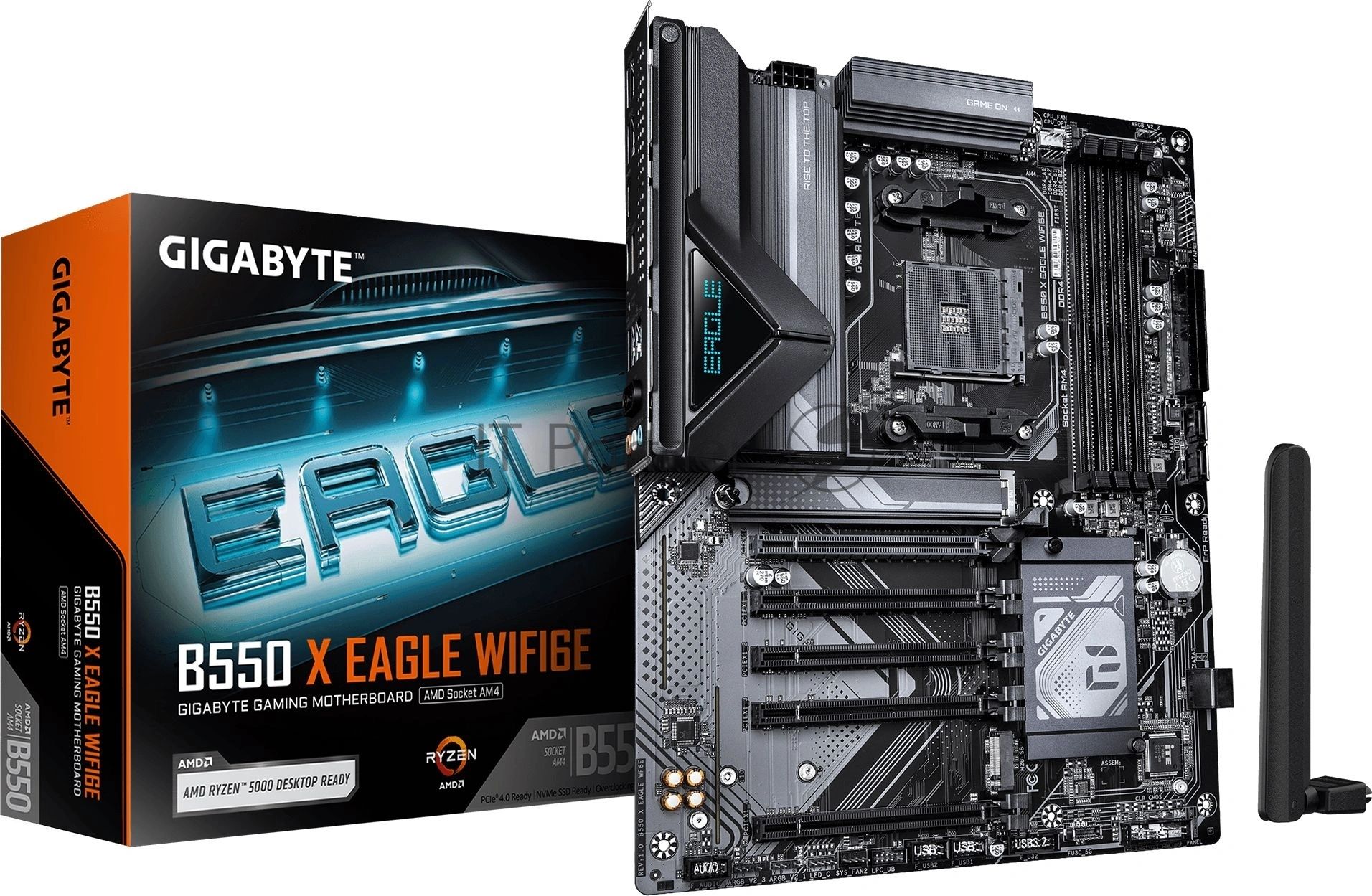 Материнская плата Gigabyte B550 X EAGLE WIFI6E, AM4, AMD B550, 4xDDR4, 4xSATA 6Gb/s, 2xM.2, 1xPCIe 4.0 x16, 4xPCIe 3.0 x1, 1xHDMI, 1x 2.5Gb LAN, 4xUSB 2.0, 3xUSB 3.2 Gen 1, 1xUSB 3.2 Gen 2, 1xUSB Type-C, 3x3.5 мм, 7.1, ATX