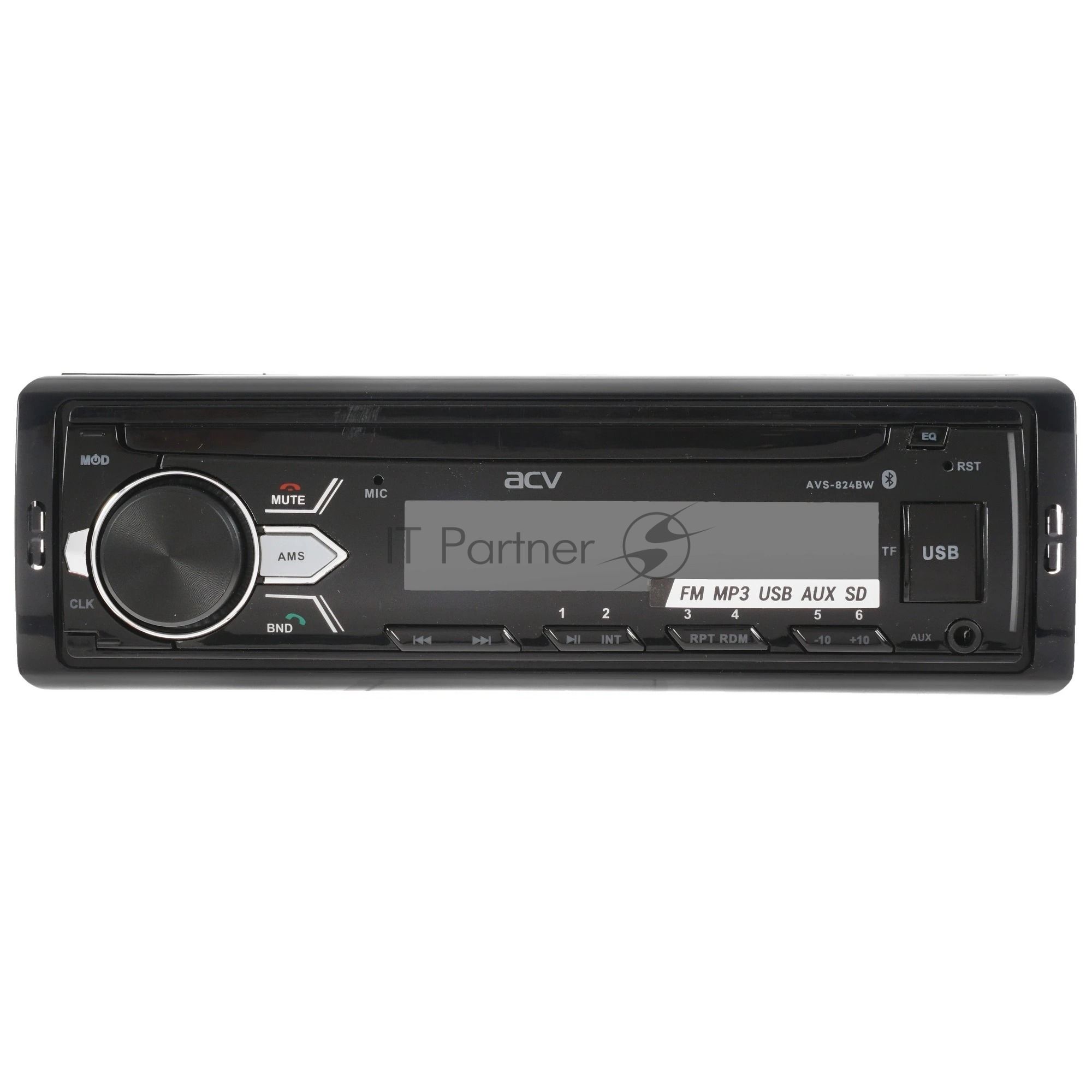 Автомагнитола ACV AVS-824BW, 1 DIN, Bluetooth, USB Type-A, AUX