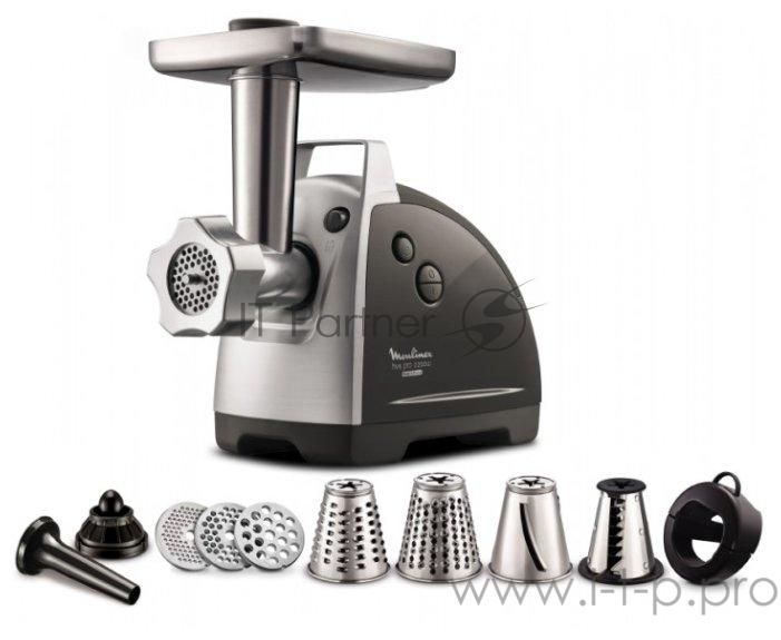 Мясорубка электрическая Moulinex ME688832 черный, 2200 Вт, 4.5 кг/мин, реверс, насадки - 6