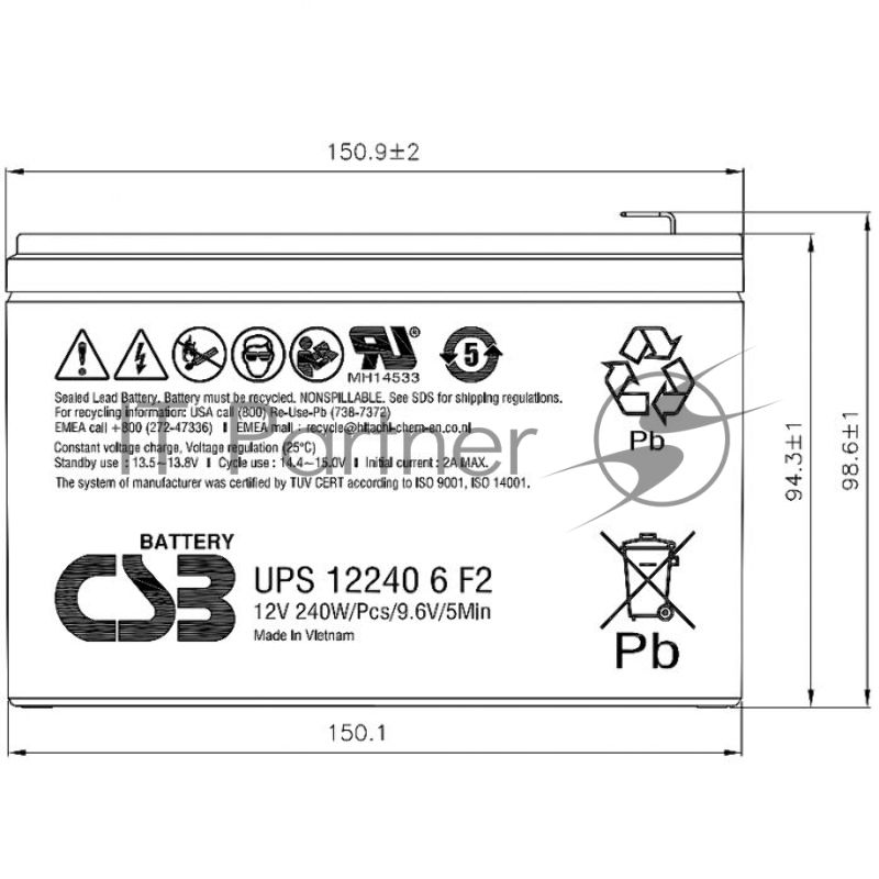 Батарея для ИБП CSB UPS122406 12В 240Вт