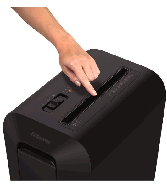 Шредер Fellowes PowerShred LX65 черный (секр.P-4)/перекрестный/10лист./22лтр./скрепки/скобы/пл.карты
