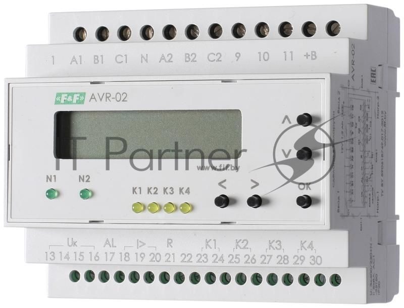Устройство управления резервным питанием AVR-02 (3х400В+N; 5 перекл. х8А; IP20) F&F EA04.006.004