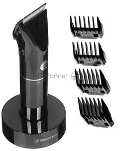 Машинка для стрижки BRAYER BR3400, LED-дисплей, 4 насад, турбо, титан. покр, регу. высоты лезвий