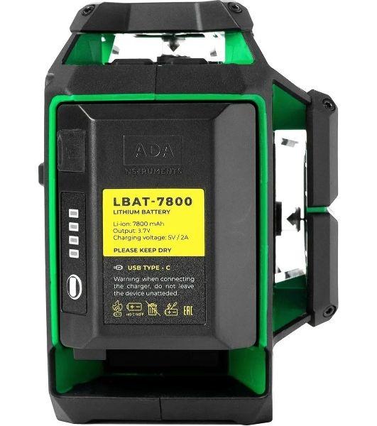 Уровень лазер. Ada LaserTANK 3-360 2кл.лаз. 515нм цв.луч. зеленый 3луч. (А00633)