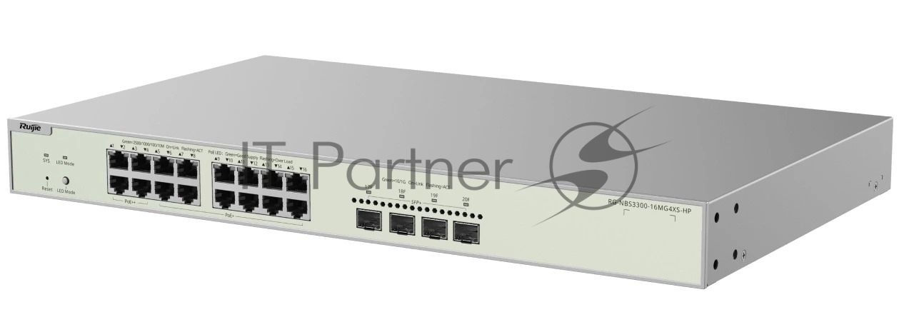 Коммутатор Ruijie Reyee RG-NBS3300-16MG4XS-HP, 16×2.5 Гбит/с PoE++ + 4×10 Гбит/с SFP+ Uplink, управляемый