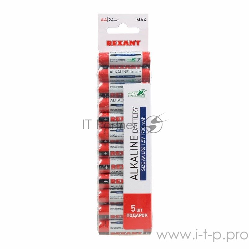 Алкалиновая батарейка Rexant AA/LR6