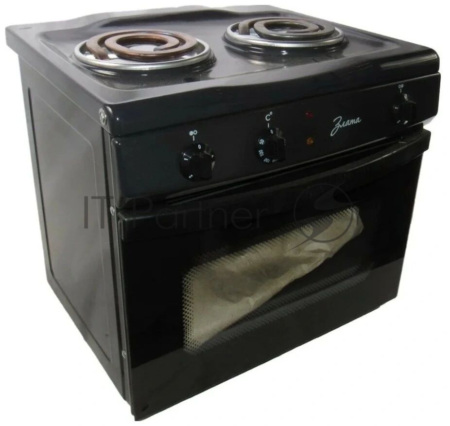 Плита электрическая Злата 231Т черный, конфорок 2 шт, духовка 25 л, 43 см x 47 см x 50 см