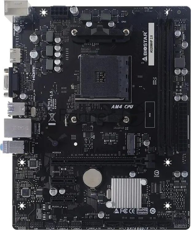 Материнская плата Biostar A520MHP 2.0, AM4, AMD A520, 2xDDR4, 4xSATA, 1xM.2, 1xPCIe 3.0 x16, 2xPCIe 3.0 x1, 1xVGA, 1xHDMI, 1x1Gb LAN, 2xUSB-A 5Gbps, 4xUSB-A 2.0, 3x3.5 мм, 7.1, mATX