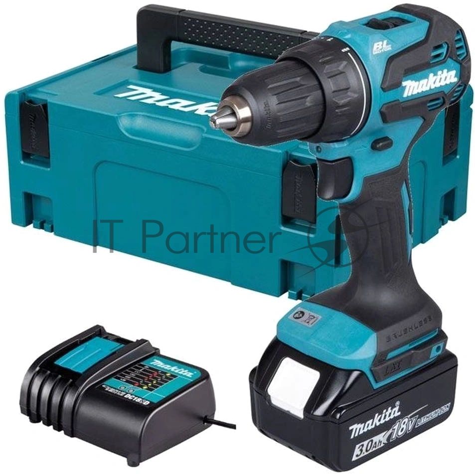 Дрель-шуруповерт Makita DDF490F002, 18 В, 3 Ач, 50 Нм, бесщеточный