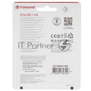 Накопитель SSD Transcend SSD MTE110S, 2048Gb, M.2(22x80мм), NVMe, PCIe 3.0 x4, 3D TLC, R/W 2500/1700Mb/s, IOPs 200 000/250 000, TBW 800, DWPD 0.2 (12 мес.)