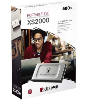 Внешний SSD Kingston XS2000, 500 Gb, USB 3.2 Gen 2x2 Type-C, R/W 2000/2000, серебристый Внешний SSD Kingston XS2000, 500 Gb, USB 3.2 Gen 2x2 Type-C, R/W 2000/2000, серебристый