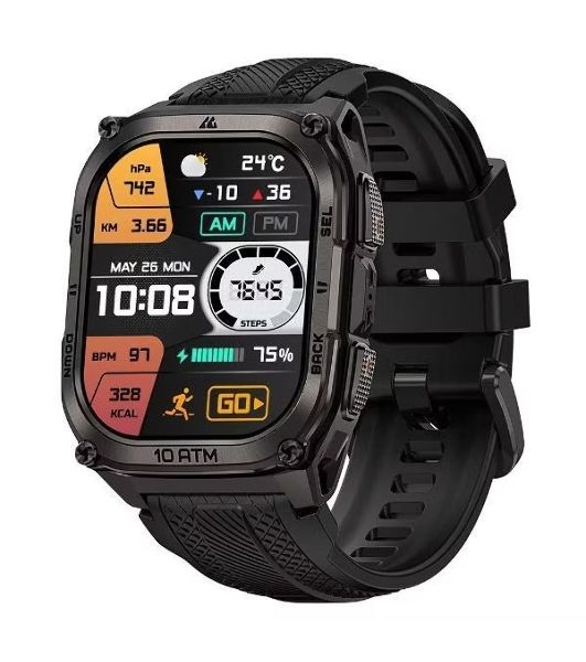 Умные часы KOSPET Tank M4, 1.96" AMOLED, Bluetooth 5.3, GPS, 10 ATM, IP69K, черный