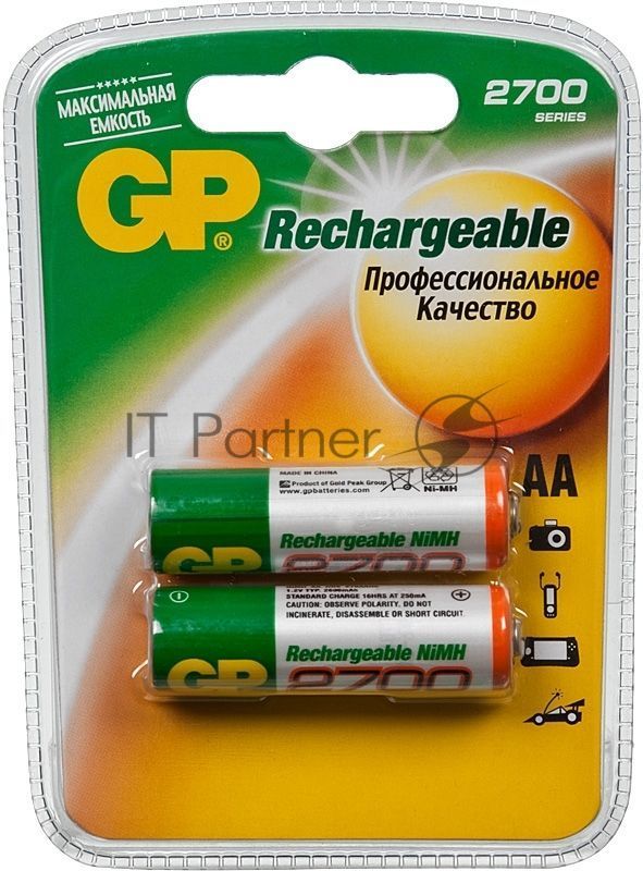 Аккумулятор GP 270AAHCHP (2CR2+5496/-UC2PET-G) AA 2700mAh (2 шт. в уп-ке)