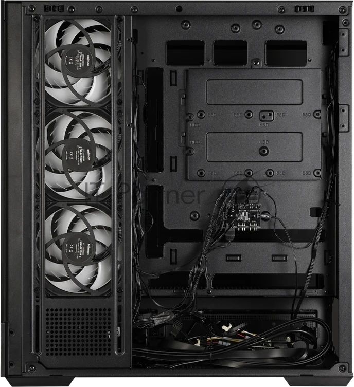 Компьютерный корпус ZALMAN P40 DS, ATX, черный, WINDOW, 9.1-inch LCD screen, 2xCombo(2.5” or 3.5”), 1x2.5”, 1xUSB TYPE-C, 2xUSB 3.0, SIDE 3x120мм ARGb, REAR 1x120мм ARGb