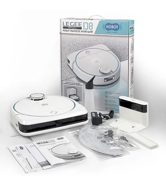 Робот-пылесос HOBOT LEGEE-D8 белый/бирюзовый, 4900 мAч Li-Ion, уборка сухая/влажная, пылесборник контейнер 0.5 л