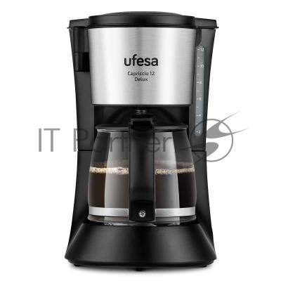 Кофеварка капельная Ufesa CG7125 Capriccio 12 DelUX черный/серебристый, исп. кофе - молотый, 1.2 л, 680 Вт.