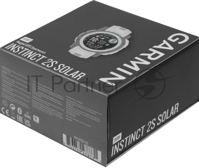 Смарт-часы Garmin Instinct 2s Solar 40мм 1.2" AMOLED корп.черный/белый рем.белый (010-02564-03)