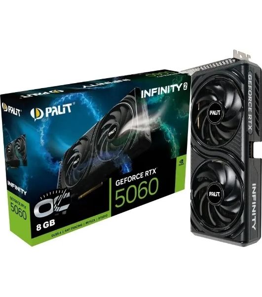 Видеокарта Palit NVIDIA GeForce RTX 5060 INFINITY 2 OC , 8 ГБ GDDR7, 128 бит, PCI-e 5.0, 1xHDMI, 3xDP, 2512 МГц
