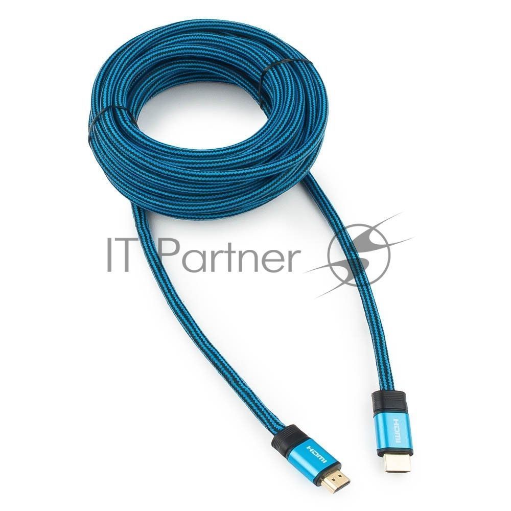 Кабель HDMI Cablexpert, серия Gold, 7,5 м, v1.4, M/M, синий, позол.разъемы, алюминиевый корпус, нейлоновая оплетка, коробка