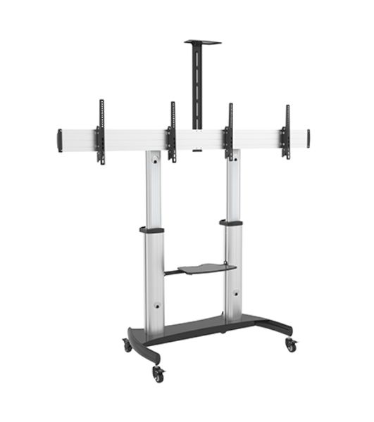 Мобильная стойка Wize Pro MH255 для 2-х дисплеев 37"-60", Max VESA 600x400 мм, наклон +5/-10 градусов, высота 168,5 см, до 50 кг черный