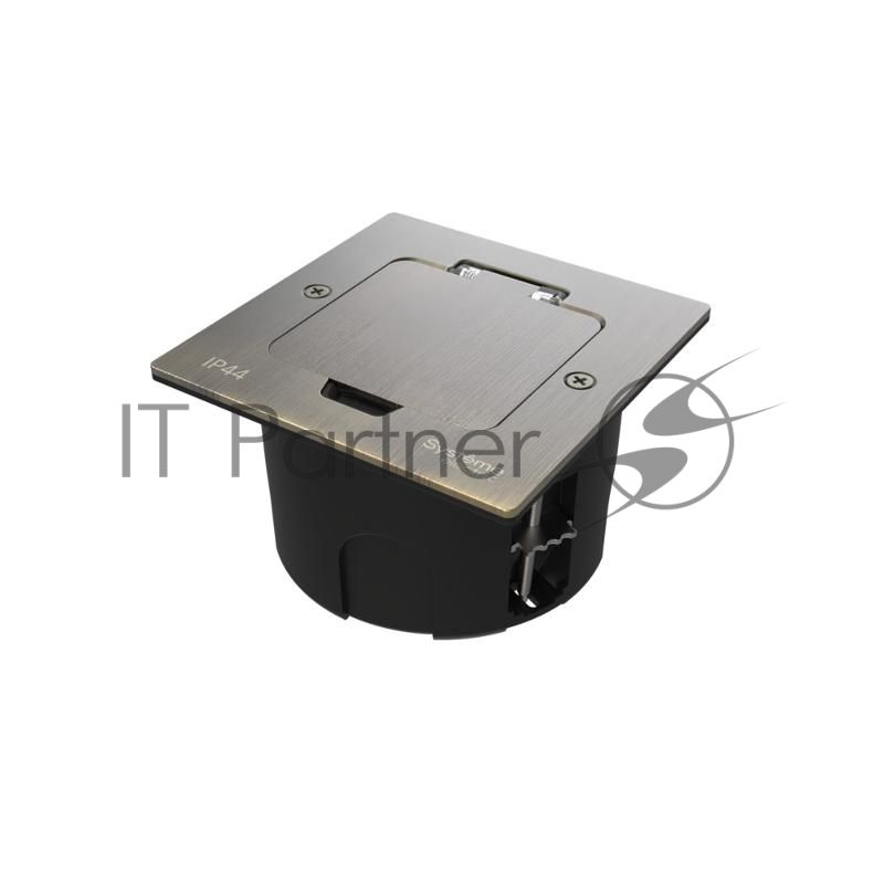 MultiDesk Лючок с розеткой 2К+З, 16А/250В, IP44 с монтажной коробкой для стены, фальшпола, стола Античная латунь, тип MDK21 | MDK21102BA | SE