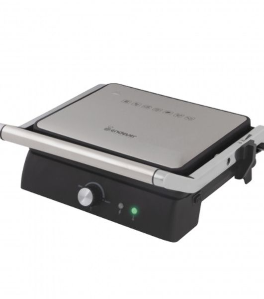 Электрический пресс-гриль Endever Grillmaster 225, серебристый/черный, 2300 Вт, терморегулятор, размер пов-ти 28х17 см