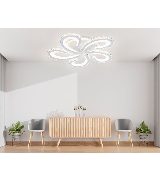 Потолочный светодиодный светильник Ambrella light FA1703/5 WH/CH белый/хром 149W 3000K-6400K 540*540*90 (ПДУ РАДИО 2.4G)