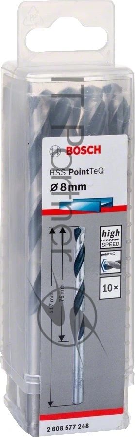 Сверло спиральное по металлу Bosch ,10 HSS PointTeQ ( 8х75х117 мм) 2608577248