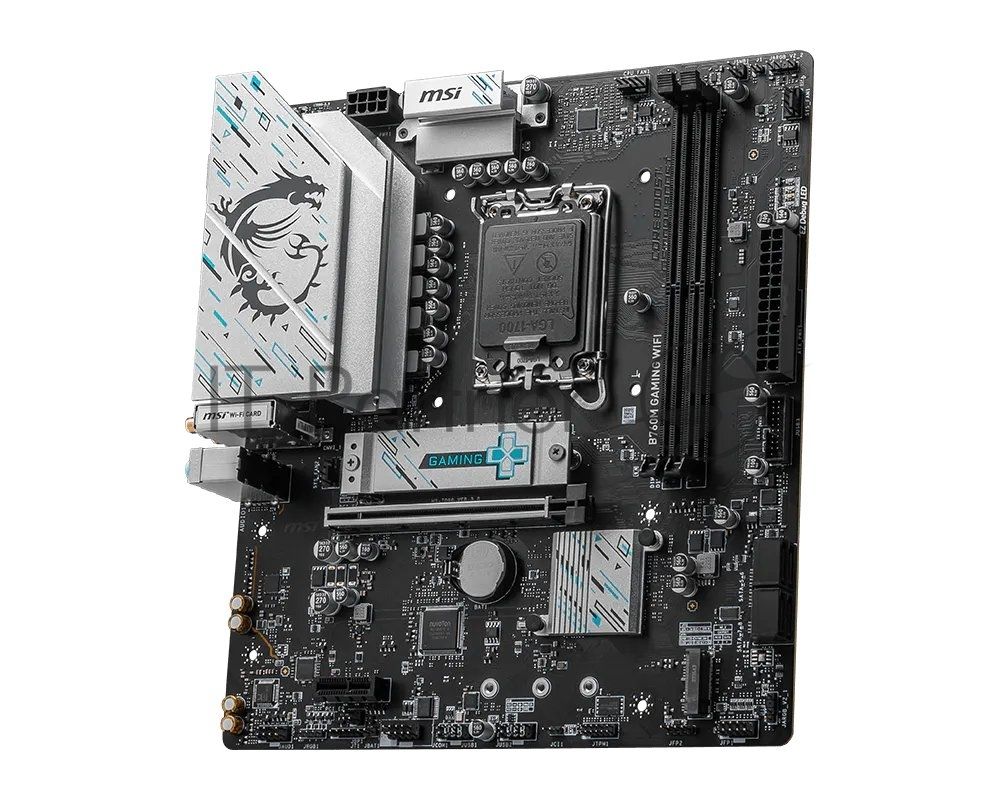 Материнская плата MSI B760M GAMING WIFI, LGA1700, Intel B760, 2xDDR5, 4xSATA 6Gb/s, 2xM.2, 1xPCIe 4.0 x16, 1xPCIe 4.0 x1, 1xVGA, 1xHDMI, 1xDisplayPort, 1x2.5Gb LAN, 4xUSB 3.2 Gen 1, 2xUSB 2.0, 3x3.5 мм, 7.1, mATX
