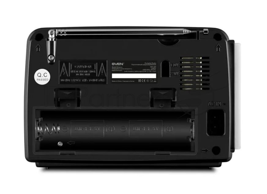 Радиоприёмник SVEN SRP-535 чёрный (3 Вт, FM/AM/SW, USB, SD/microSD, 900 мАч, 2 х D/UM, фонарь)